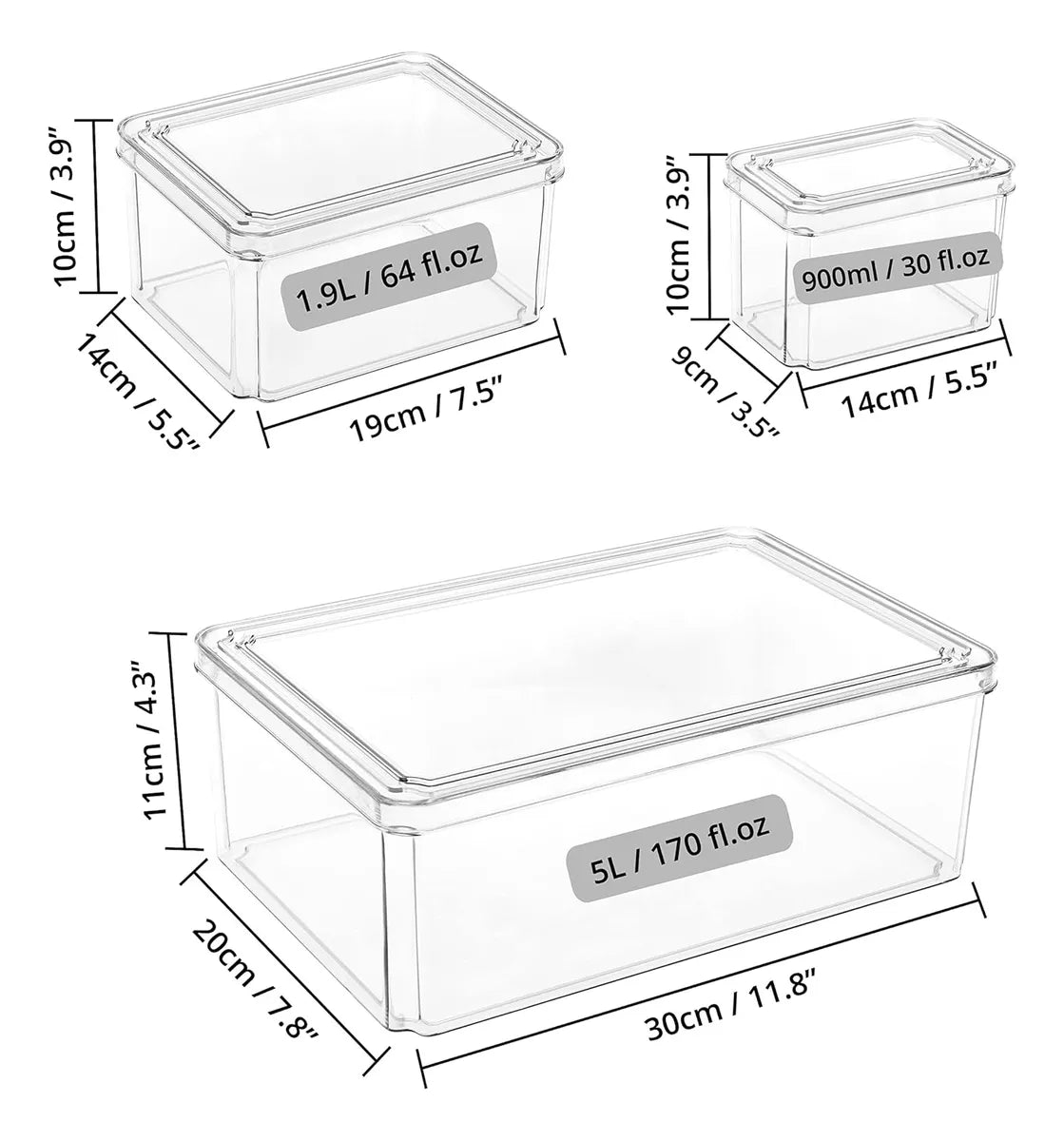 Set de 4 Contenedores Apilables para Refrigerador
